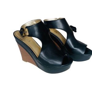 Guess Women Wedges Pumps Ankle shoes Black Leather Light Weight Comfy Party